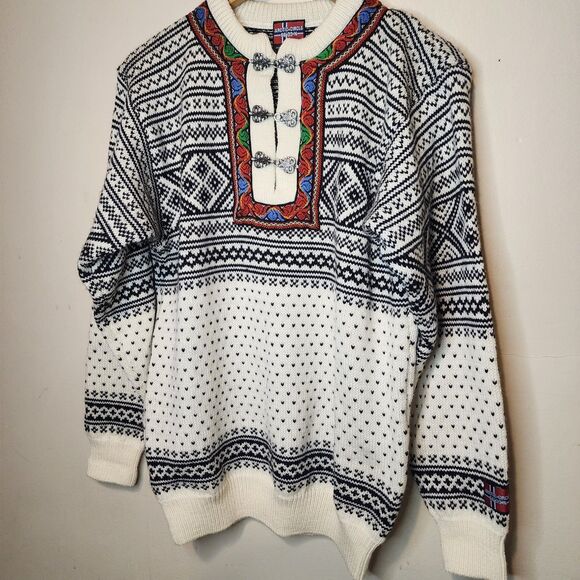 Arctic Circle Norway Wool Sweater Womens Small Nordic Fair Isle Houndstooth - Picture 6 of 16